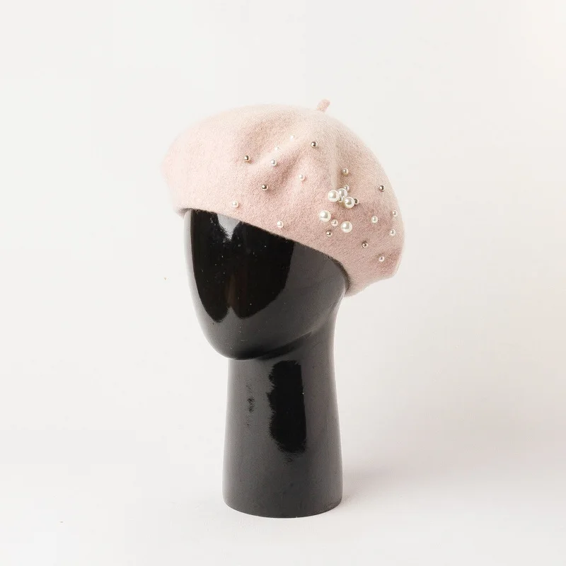 Осень зима новые шерстяные, с перламутром берет boinas para mujer французская Кепка boinas берет шляпа новая шерсть берет женский Зимний берет