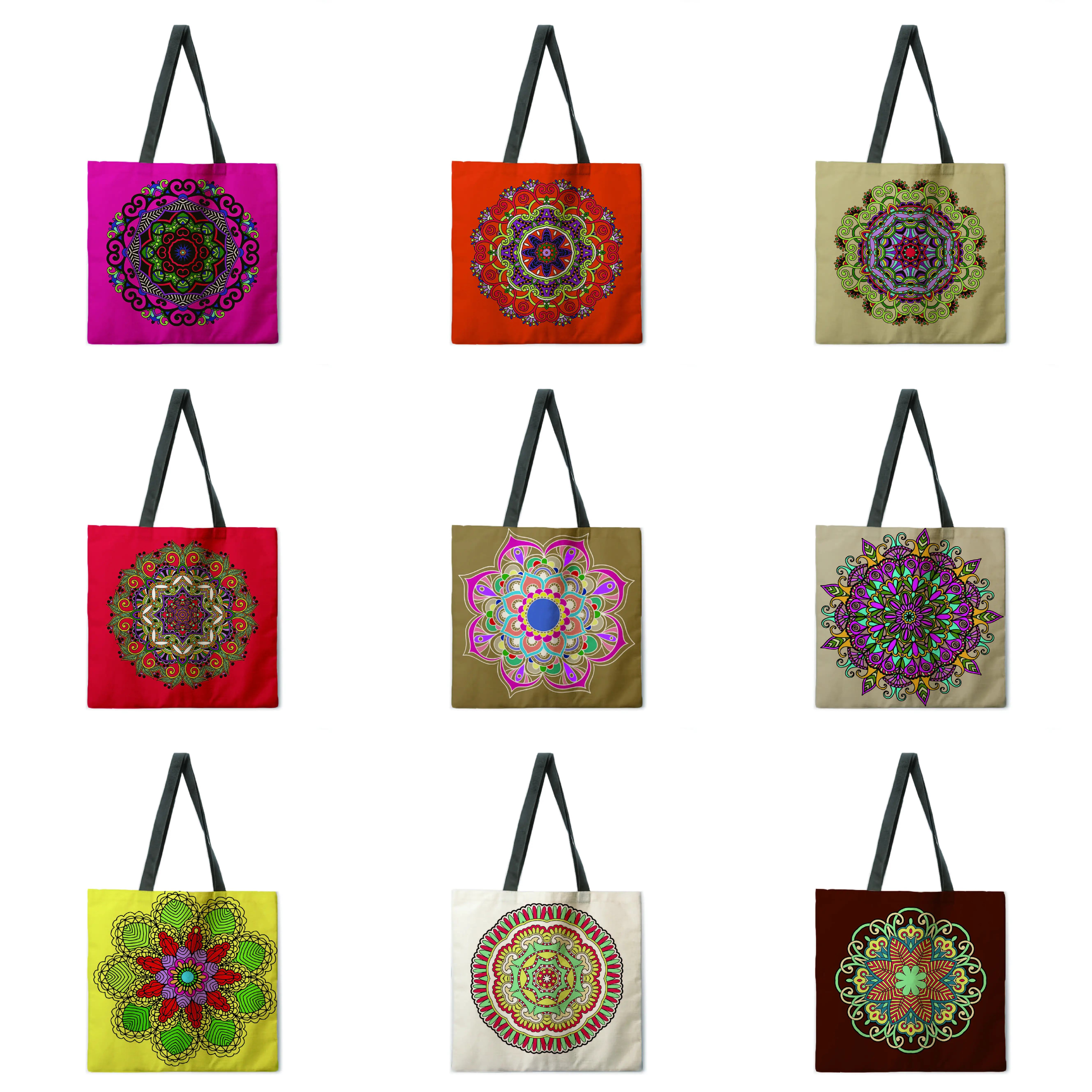 Oil Painting Printed Linen Shopping Bag Ladies Shoulder Bag Foldable Shopping Bag Beach Tote Bag