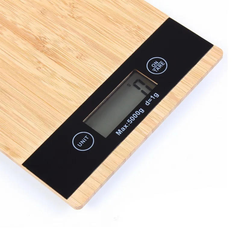 

Digital Kitchen Food Scale with Bamboo Weighing Platform for Cooking Baking 5kg/1g natural wood color