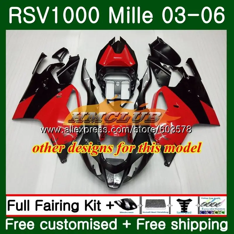 Комплект обтекателей для Aprilia Ove RSV 1000 R RR 2003 2004 2005 2006 42CL.4 красный черный RSV1000RR RSV1000R