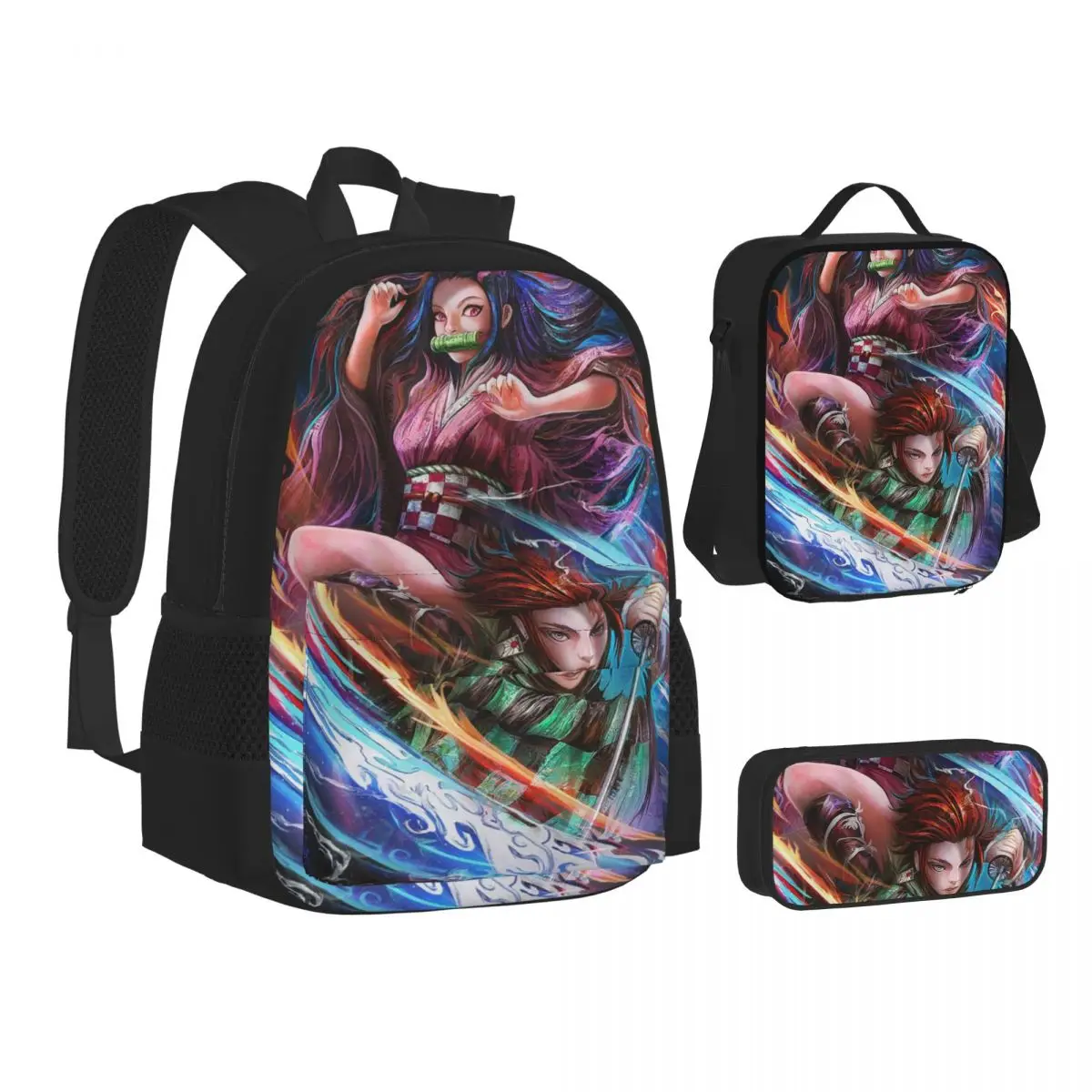 

New backpack messenger lunch bag pen bag set backpack school travel hiking shopping park outdoor sports backpack