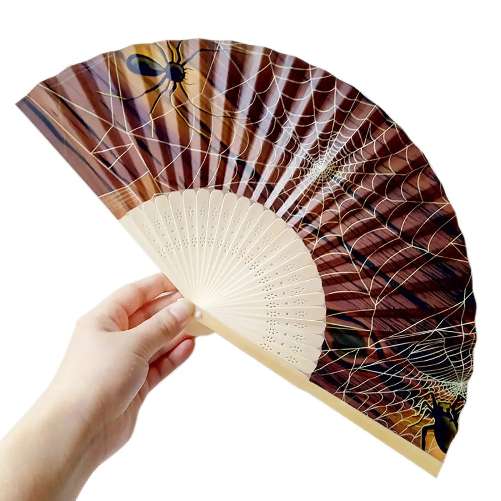 Хэллоуин тыква Череп искусственная кожа ручная резьба бамбук Складной