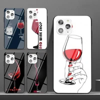 coffee wine cup phone case for iphone 6 6s 7 8 plus x xs xr xsmax 11 12 pro promax 12mini tempered glass