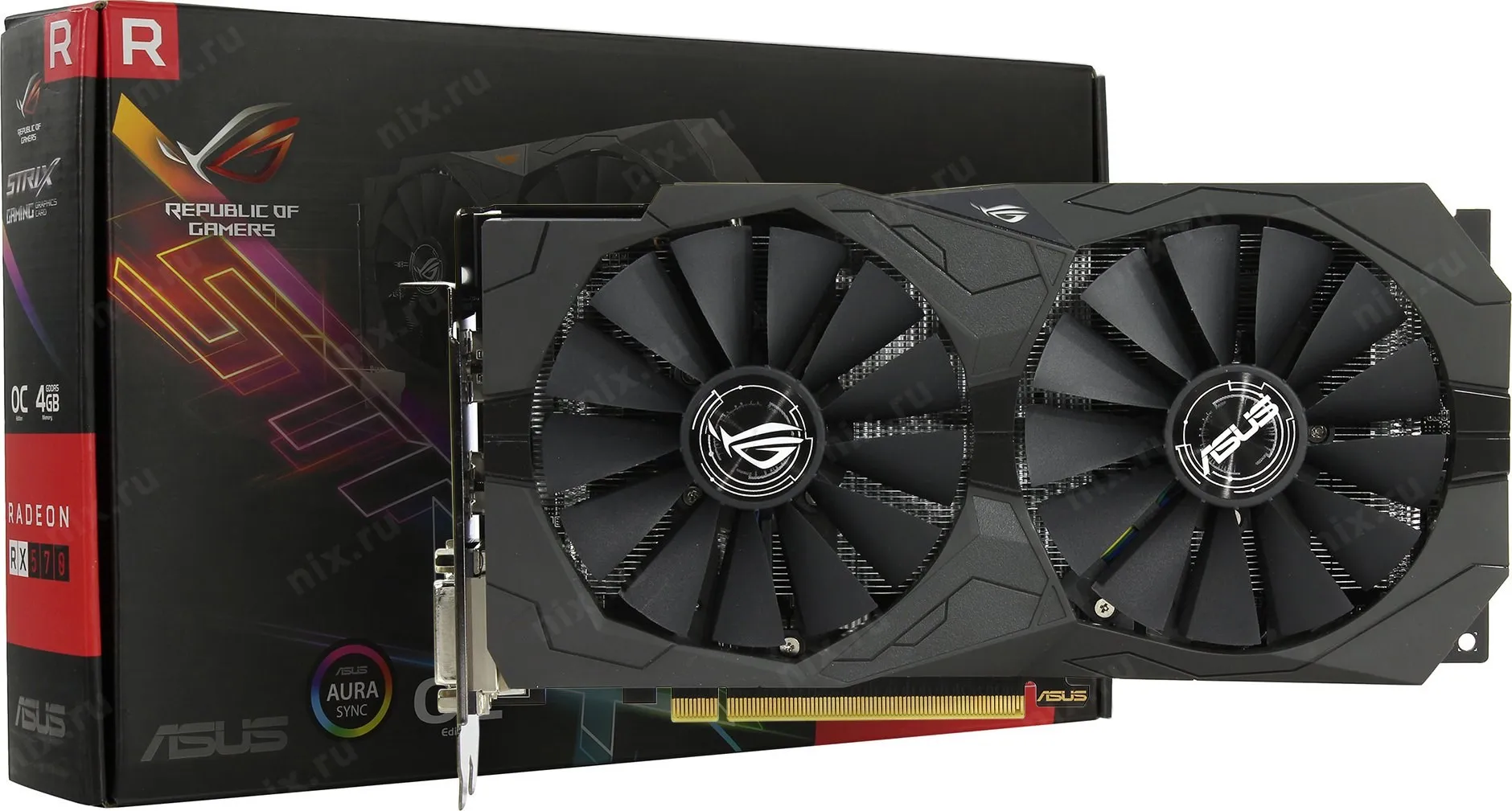 Видеокарта ASUS Strix AMD Radeon RX 570 1310MHz 4096MB 7000MHz 256 bit RTL [ROG STRIX RX570 O4G GAMING]|Видеокарты| |