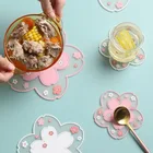Силиконовый коврик для теплого стола с цветком вишни, чашка для чая, кофе и напитков, милая подставка, нескользящая подставка для кухни, коврик для сушки посуды, коврик, подставка для кастрюль