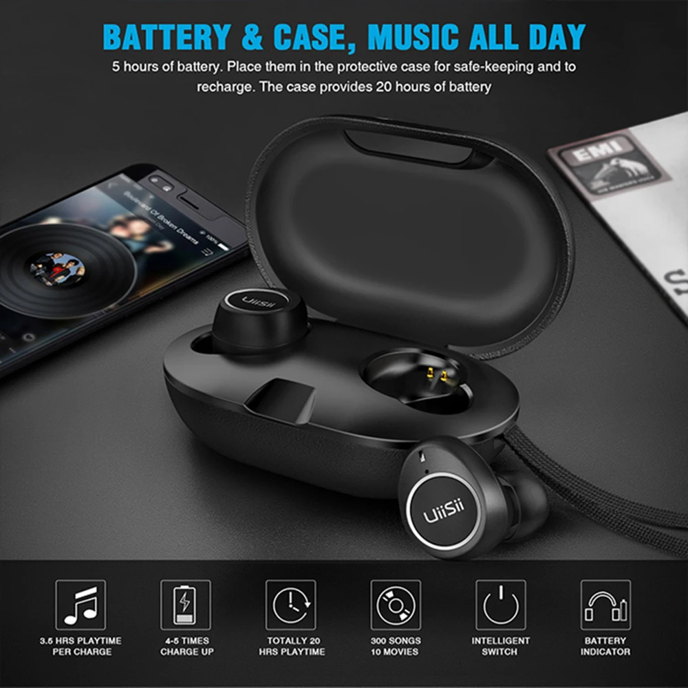 UiiSii TWS60 V5.0 bluetooth наушники сенсорные умные Мини Музыкальные Игровые наушники с микрофоном Беспроводные водонепроницаемые спортивные наушники