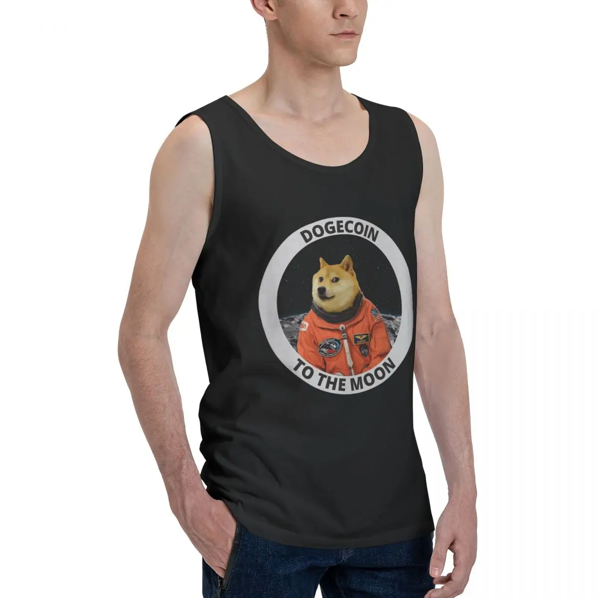 

Dogecoin To The Moon (10) Men's Tank Top Shirt R376 Vest Men set Humor Graphic Funny Sleeveless Garment