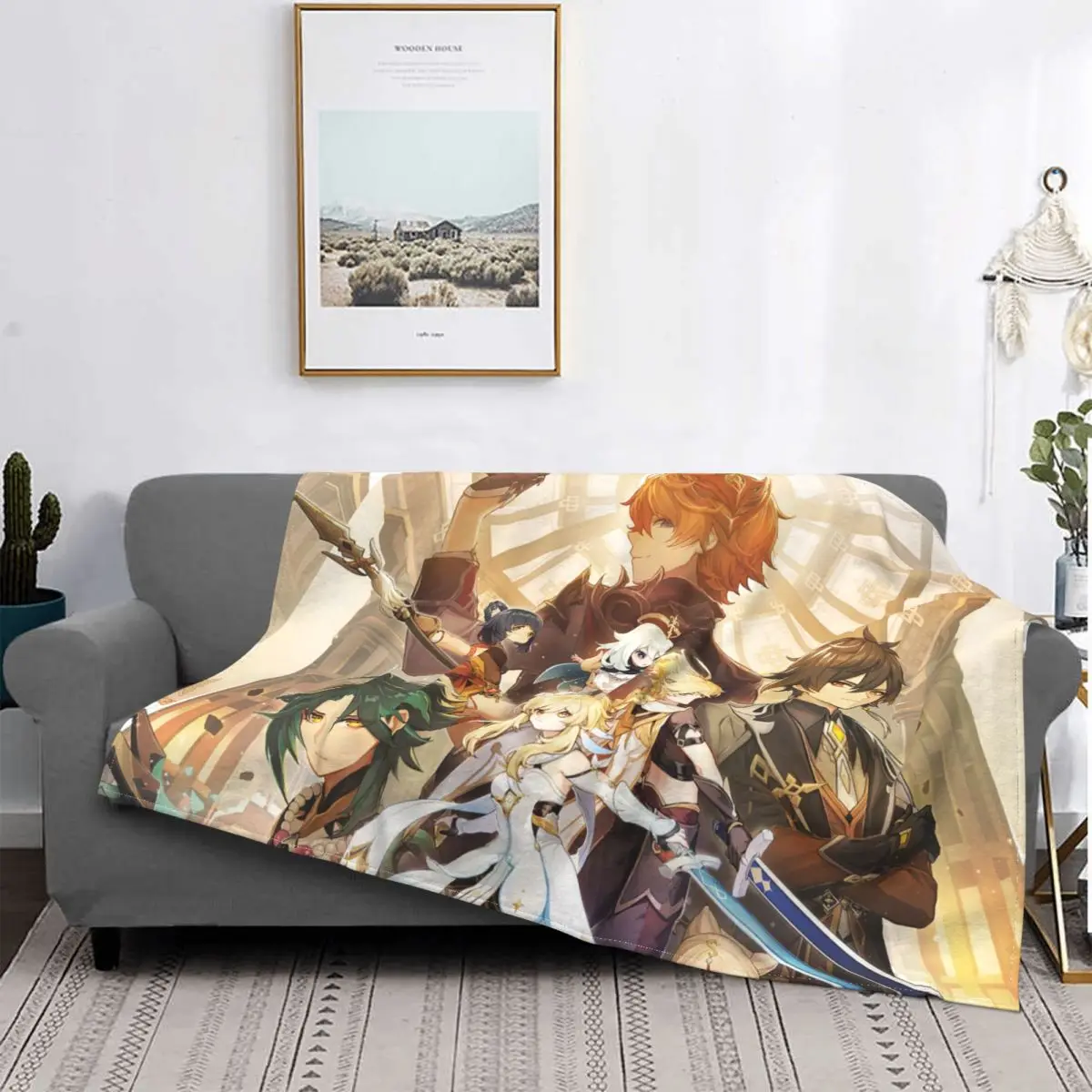 

Genshin Auswirkungen Acg Anime Decke Fleece Frühling Herbst Retro Manga Tragbare Weichen Werfen Decken für Sofa Reise Bettwäsche