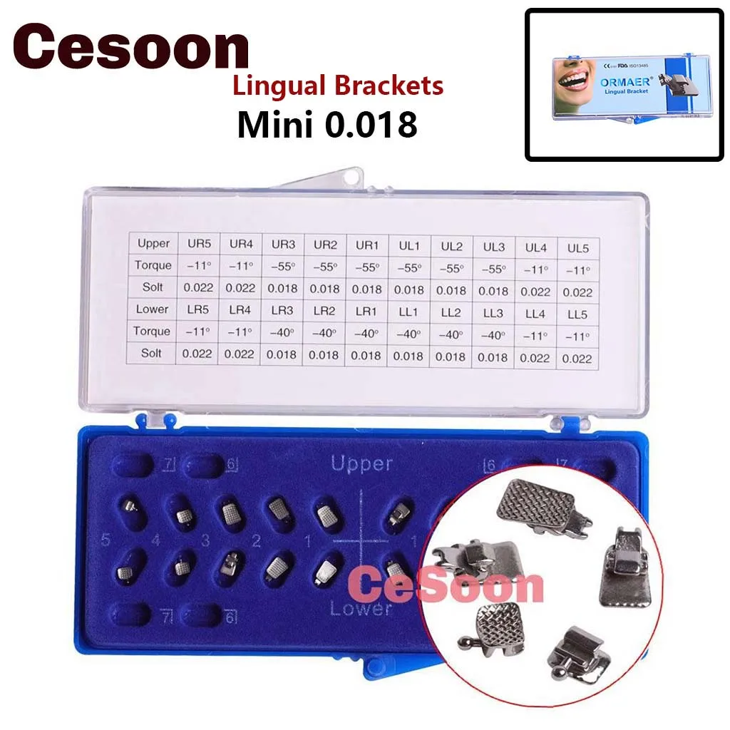 

Cesoon 20Pcs/Box Dental Orthodontic Lingual Brackets Brace Metal Bracket Braces For Teeth Mini 0.018 Dentistry Ortho Materials