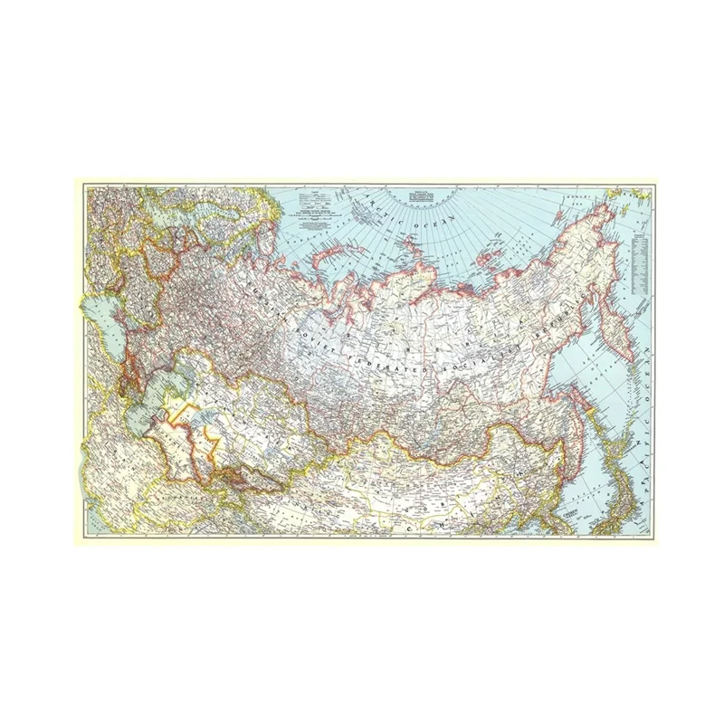 

90*60cm Map of Russia 1944 Unframed World Map Antique Poster Wall Chart Retro Home Decoration World Map Picture Wall Stickers