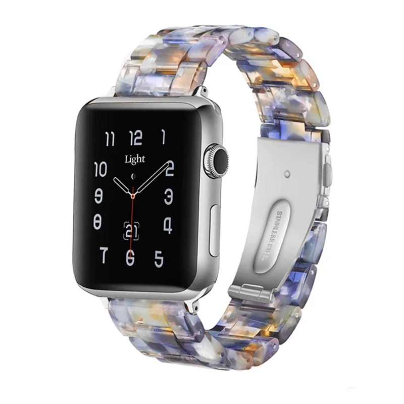 

Resin Bracelet for Apple Watch 4 5 Band 44mm 40mm 42mm 38mm Correa Stainless Steel Buckle Watchband Strap for Iwatch 5/4/3/2/1