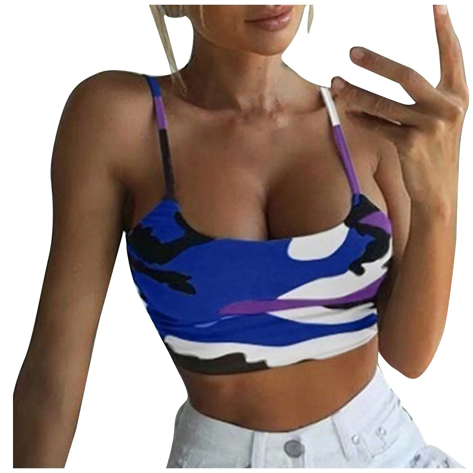 

Women's Camouflage Camis Leopard Bandage Sleeve Strap Camisole Summer Tops Solid Cotton Tees Short Sleeve Sexy Camis Female