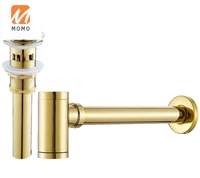 bottle trap brass round siphon black chrome gold p trap bathroom vanity basin pipe waste with pop up drain