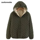 Женское тонкое пальто из овечьей шерсти, плотное теплое однотонное пальто на молнии с капюшоном, хлопковая одежда, осень-зима 2020