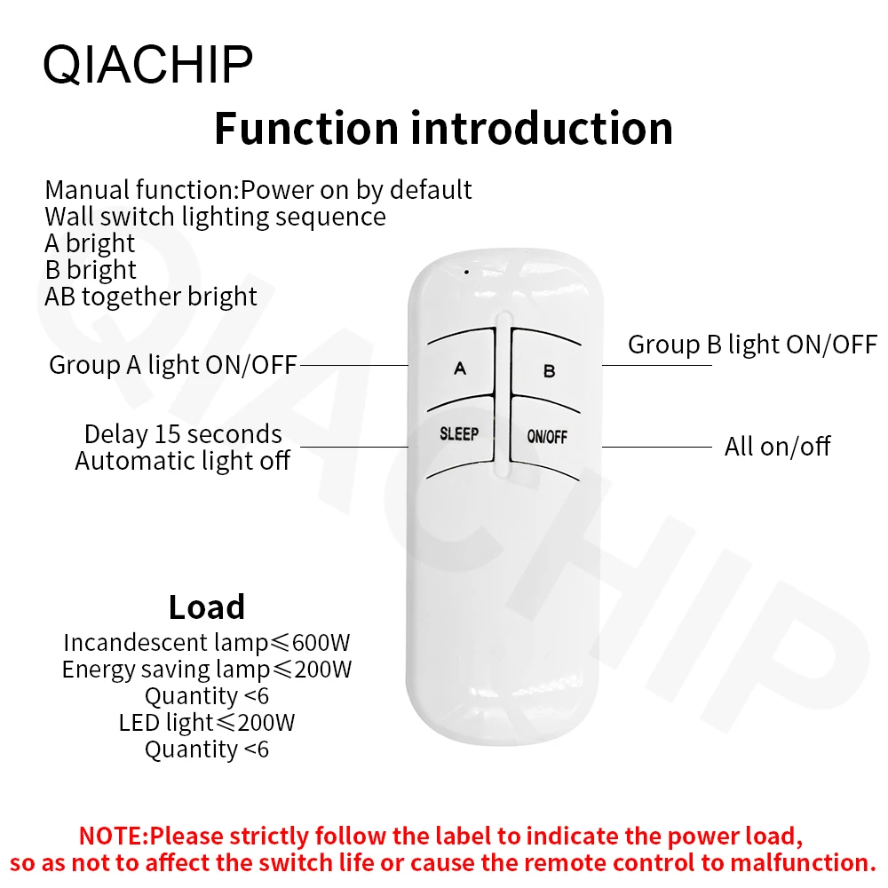 Беспроводной пульт дистанционного управления QIACHIP AC 220V RF с 2 режимами реле