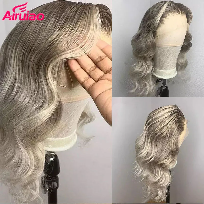 

Brazilian Body Wave Highlight Colored 613 Blonde Lace Front Human Hair Wig Ombre Grey Glueless Transparent Full HD Lace Wig Remy