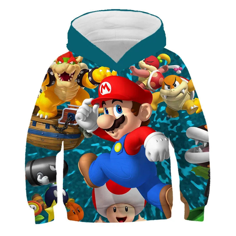 Детская толстовка с капюшоном 3D принтом одежда Супер Марио Толстовка Модный