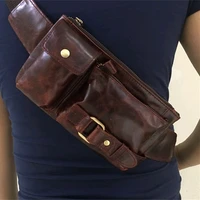 leather belt bag mens head leather multifunctional storage bag cashier leisure retro chest bag single shoulder bag