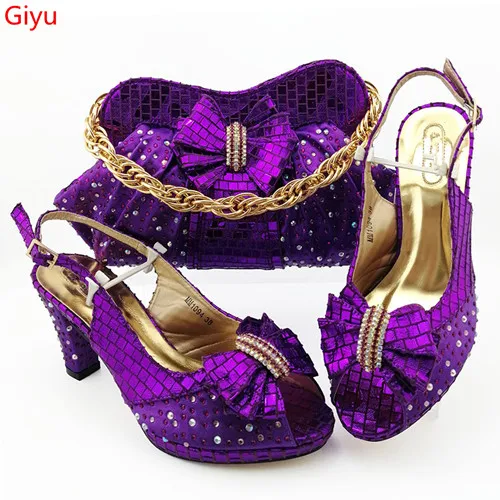 

doershow fashion purple Italian Shoes With Matching Bag High Quality Italy Shoe And Bag set For wedding and party!SBZ1-13