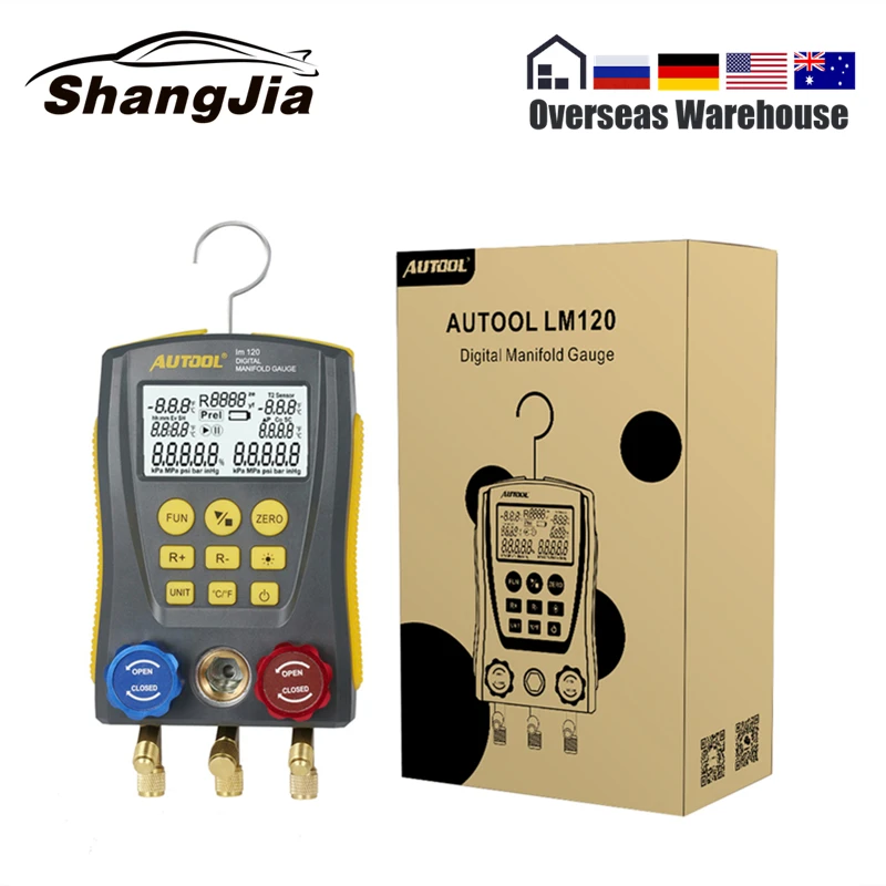 LM120 хладагент цифровой коллектор HVAC вакуумное давление тестер утечки