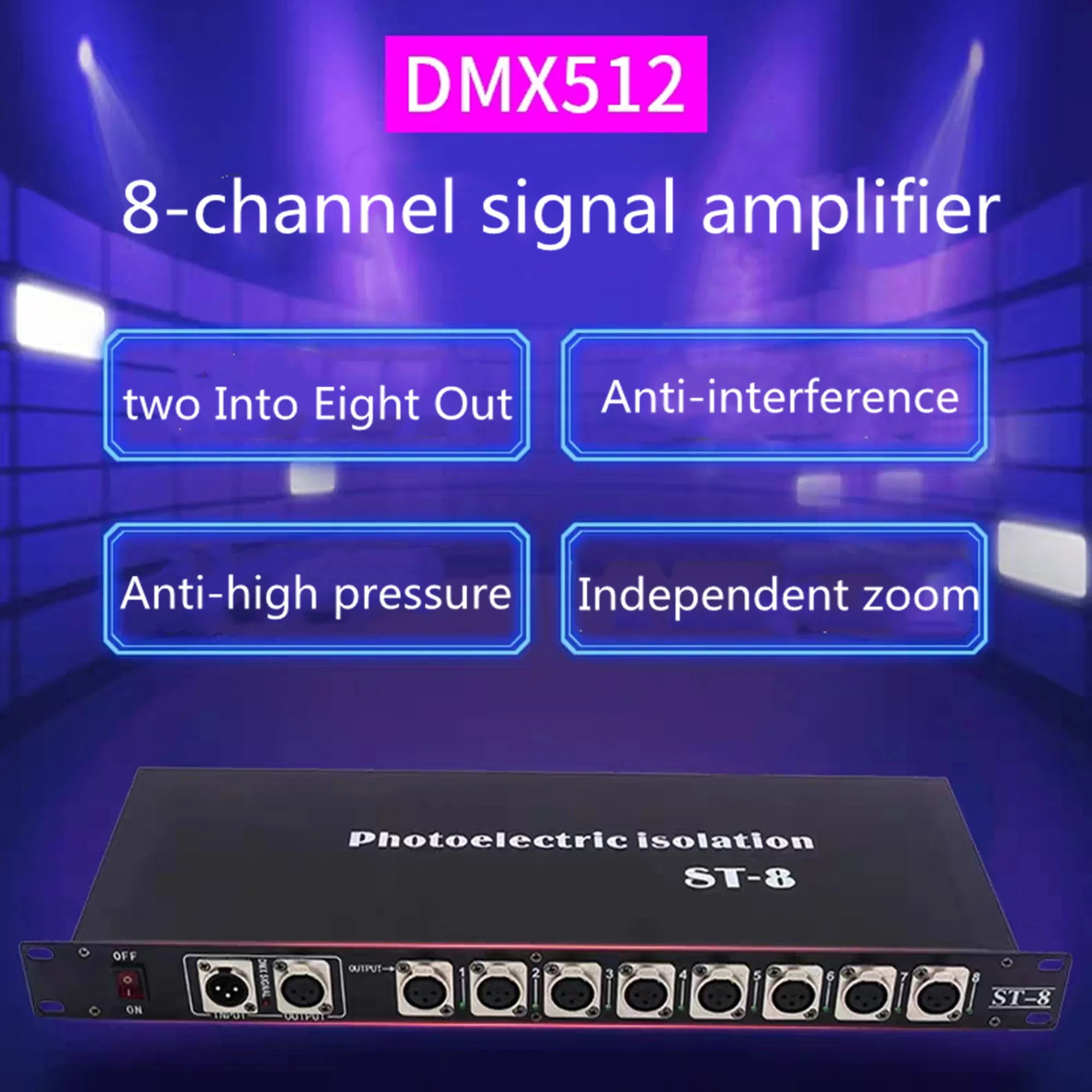 With Photoelectric Isolation 8 Channel Output DMX DMX512 LED Controller Signal Amplifier Splitter Distributor For Stage Light