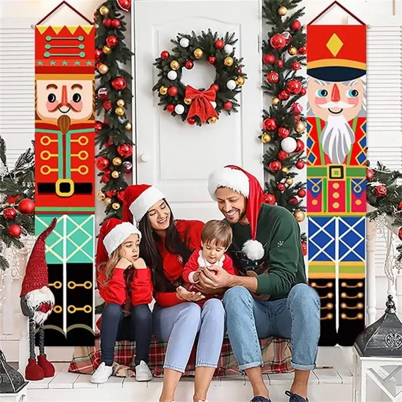 

2022 Рождественское украшение для дверей с надписью "Merry Christmas" для дома, Рождественское украшение, гайковёр, солдат, Рождественский баннер