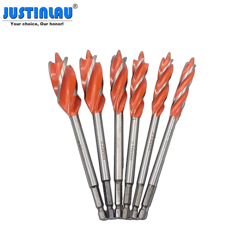 

JUSTINLAU Four-slot four-blade Drill bit door lock hole opener door lock Woodworking reaming Drill bit Carpentry hole opener