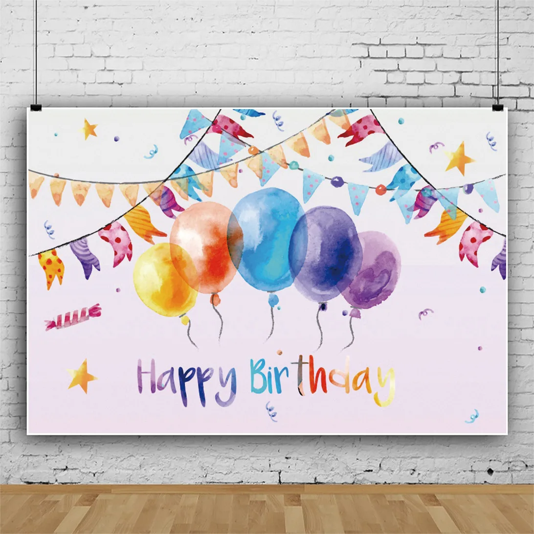 

Colorful Balloons Banner Background for Portrait Photography Birthday Party Decors Photographic Backdrops Photocall Photo Studio