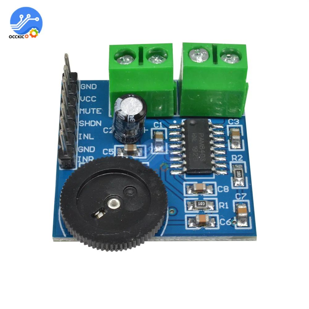 PAM8403 Amplifier Board Class D 5V 3W * 2 Audio Stereo AMP Volume Control Sound for Speaker | Электроника