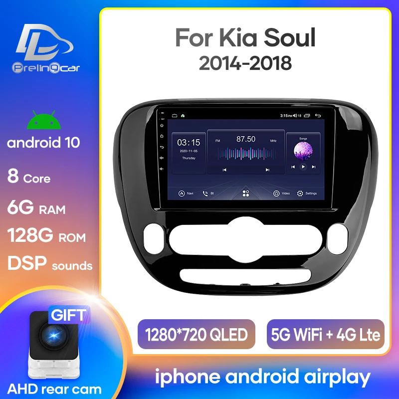 Автомагнитола Prelingcar Android 10 для Kia Soul 2014-2018 мультимедийный видеоплеер GPS-навигация