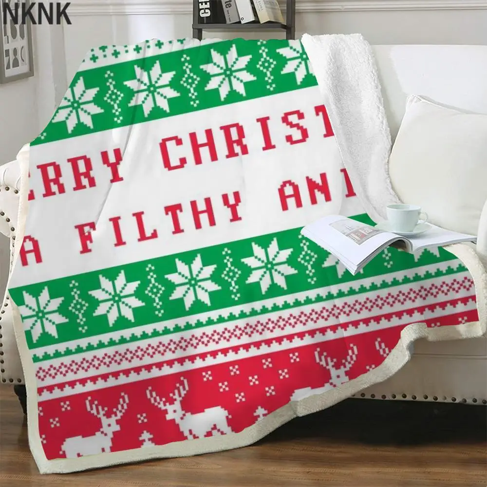 

Новогоднее плюшевое одеяло NKNK эмбрик, плед с животным 3D принтом оленя, покрывало для кровати, одеяло из шерпы, модное винтажное
