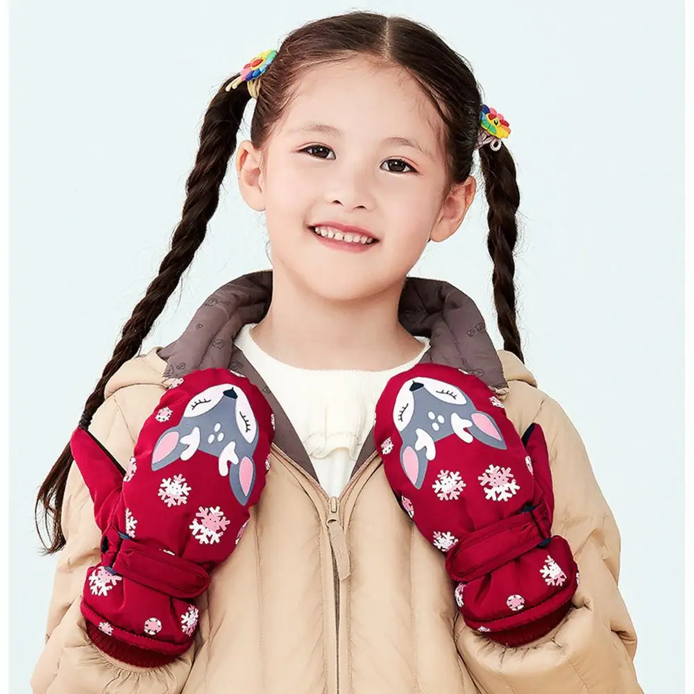 Зимние перчатки для детей мальчиков и девочек с милым принтом олененка теплые