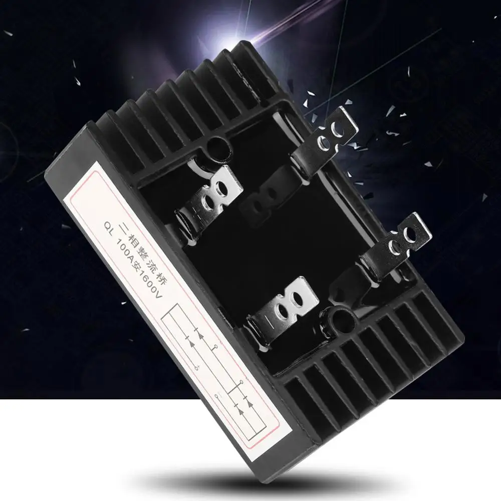 1 шт.-диодный мост выпрямителя 100A Amp 1600V Напряжение 2-фазный диодный мост выпрямителя высокое Мощность черный диодный мост выпрямителя