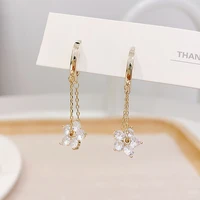 ydl hot sale super shining transparent cubic crystal cz flower earring for women bling zirconia drop shipping accessories gfit