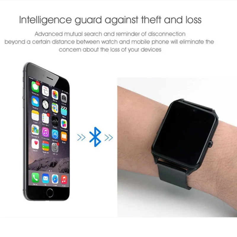 Z60 Смарт часы GT08 плюс металлический ремешок Поддержка камеры SIM TF карта Bluetooth