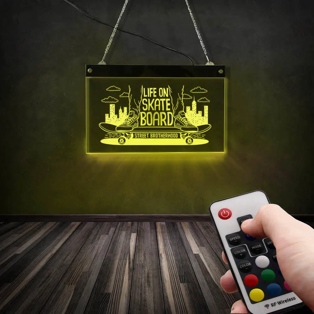 Жизнь на скейтборде спортивный светодиодный неоновый знак скейтеры домашний