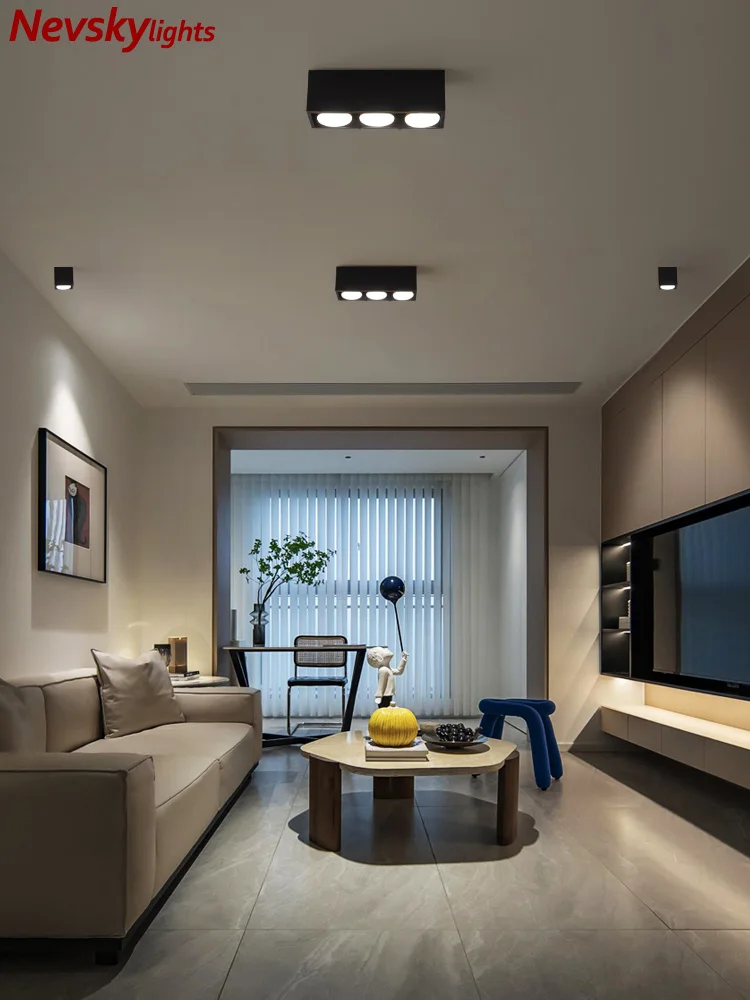 

Led Surface Mounted Ceiling Downlight bedroom modern led ceiling light fixture black white cylinder Spot light for Living Room