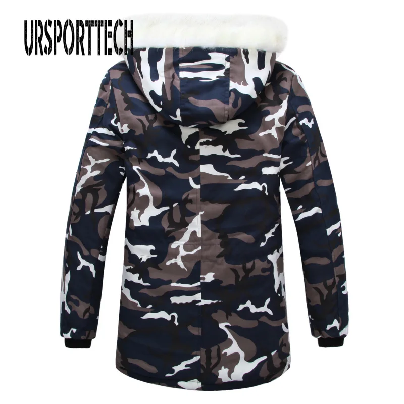Camouflage Parka Mens Winter Jacket Men Big Fur Collar Fashion Middle Long Coats Plus Size Winter Coat Men Parka Homme 5XL