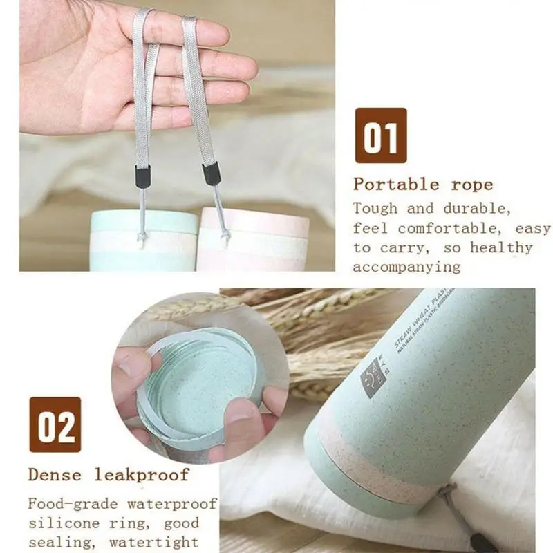 Кружка термос из пшеничной соломы 300 мл|Одноразовые пластиковые стаканы| |