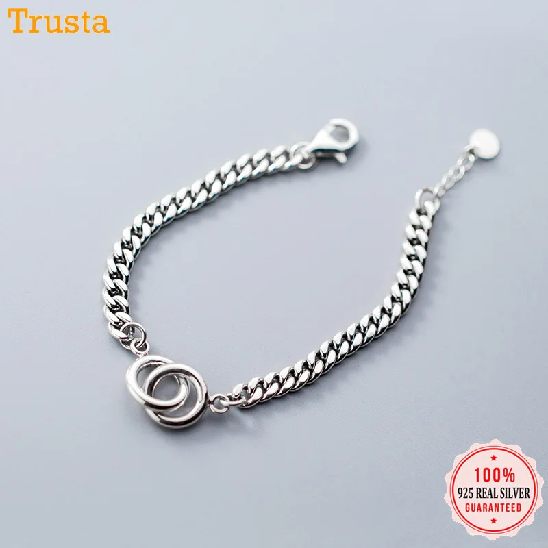 Женский двойной браслет Trustdavis из настоящего серебра 925 пробы с блокировкой