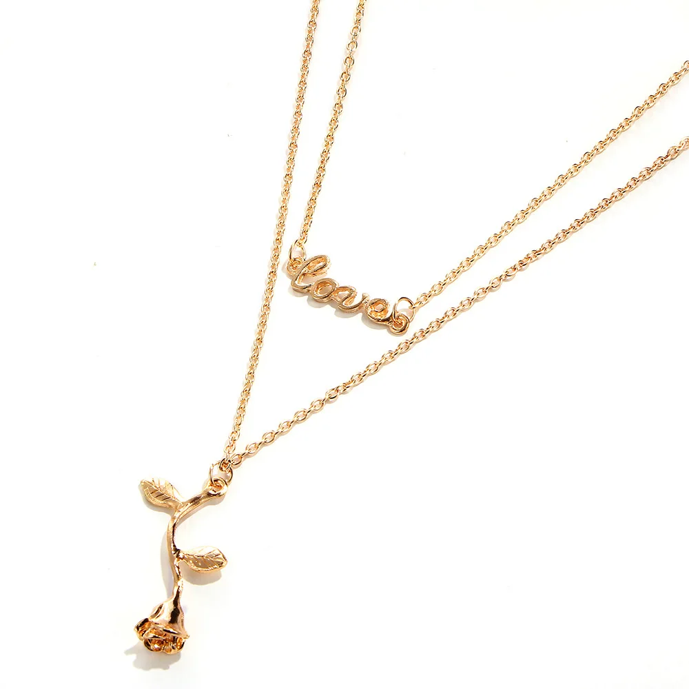 Ожерелье ERLUER с надписью любовь золотое ожерелье подвесками цветок розы