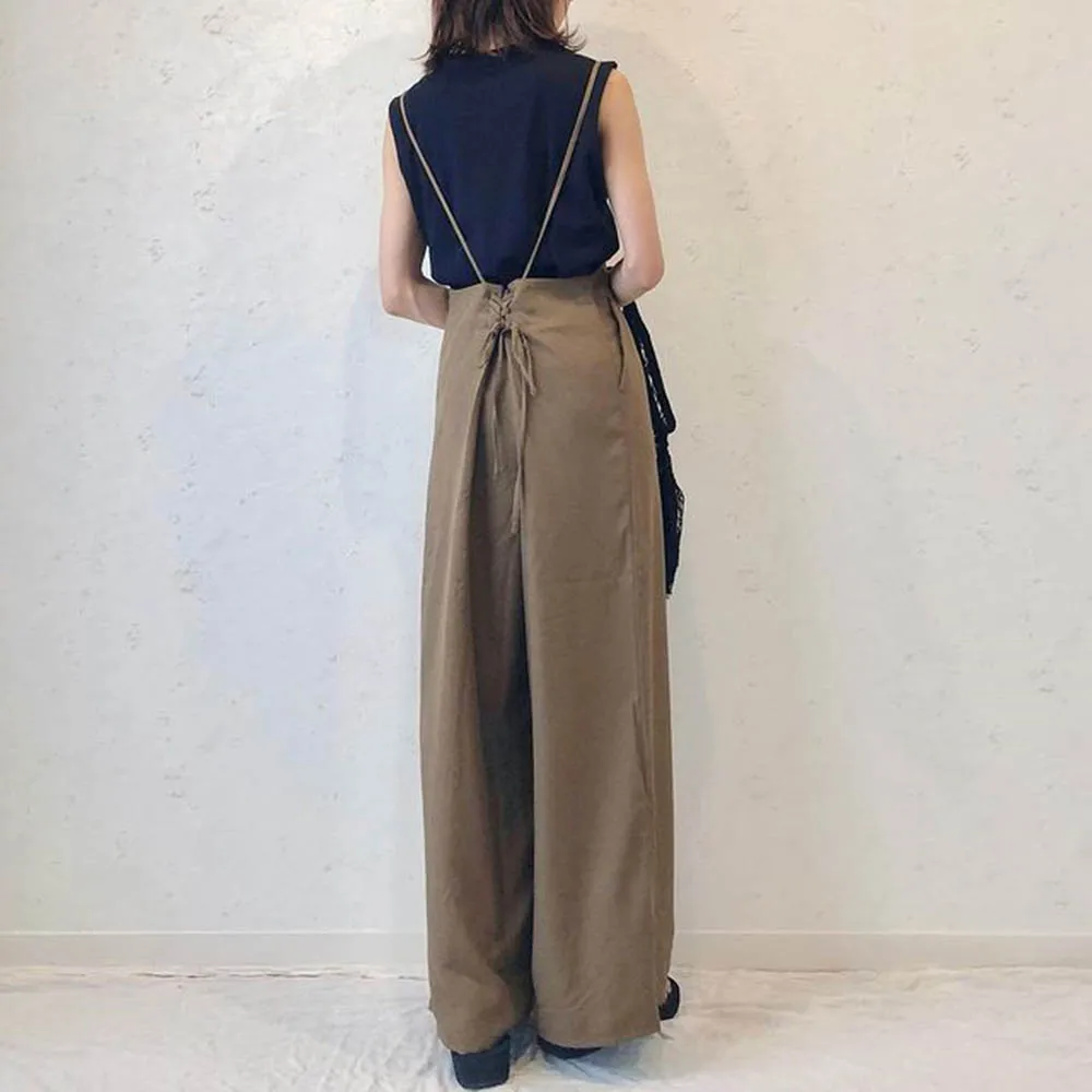 

Trousers Casual Plain Women's Fashion Mid-Waist Wearing Skinny All-in-One Casual Loose Summer Female Jumpsuits Korea Style Pants