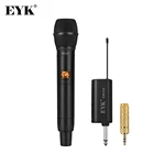 Микрофон EYK EW100 UHF, беспроводной, одноканальный, для записи, динамического караоке, портативный, с литиевой батареей, дальность приема 50 м