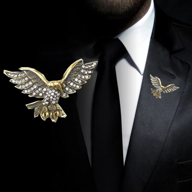 Брошь Мужская Летающая с орлом Винтажная брошь на лацкан для официальвечерние