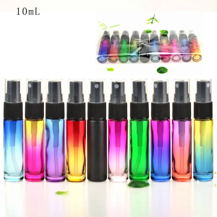 

10ml Colorful Glass spray bottles Black,Gold,Silver cap Empty perfume Bottle,refillable Cosmetic packing vials