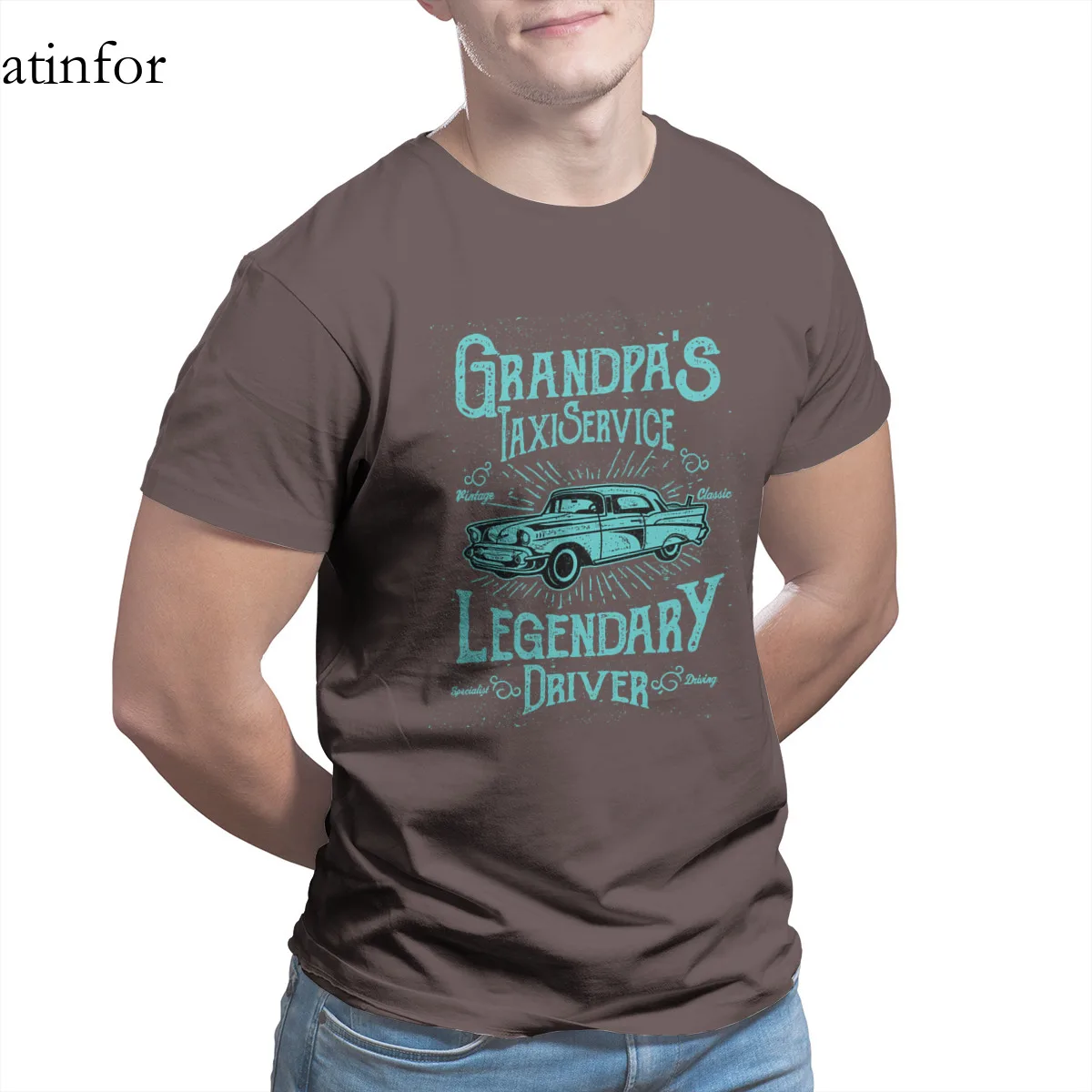 

Grandpa's Taxi Service - Vintage T-Shirt Print Fashion Black Short Sleeve Sleeve Streetwear Tshirts 14453