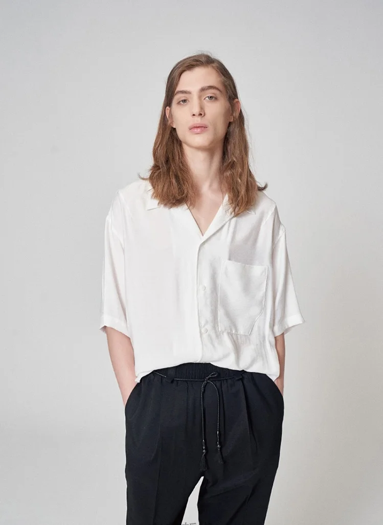 Мужская рубашка с коротким рукавом супер Свободная драпировка оверсайз | одежда