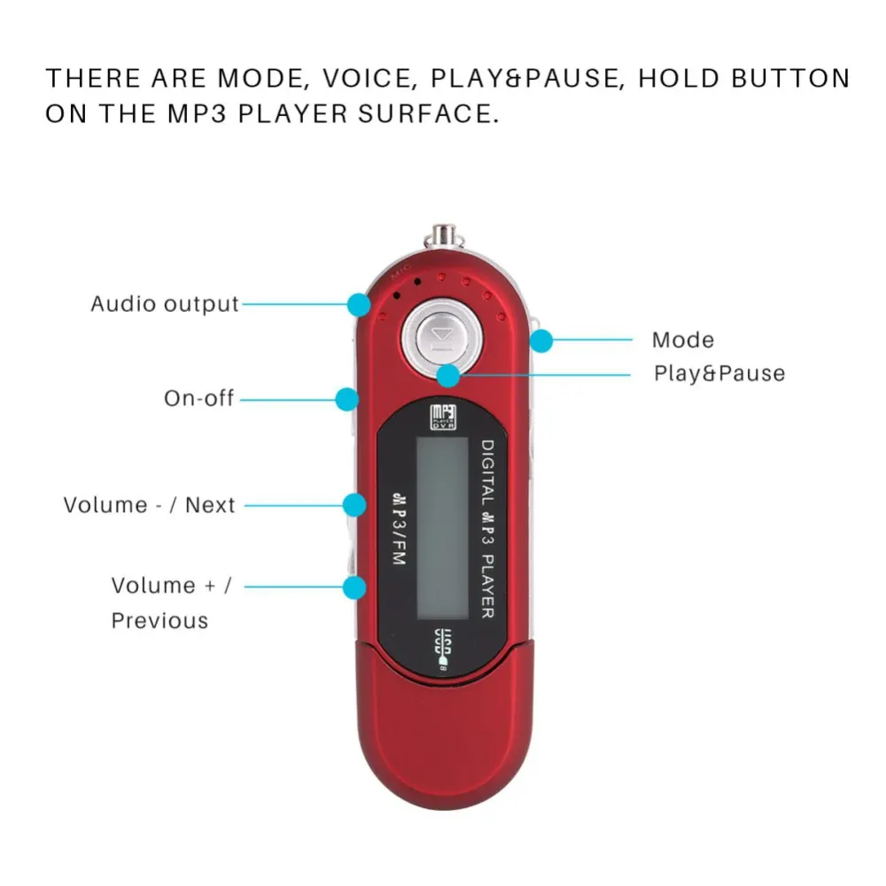 USB MP3-плеер 3 5 мм FM-радио аудио USB-флешка 1 дюйма цифровой ЖК-дисплей миниатюрный
