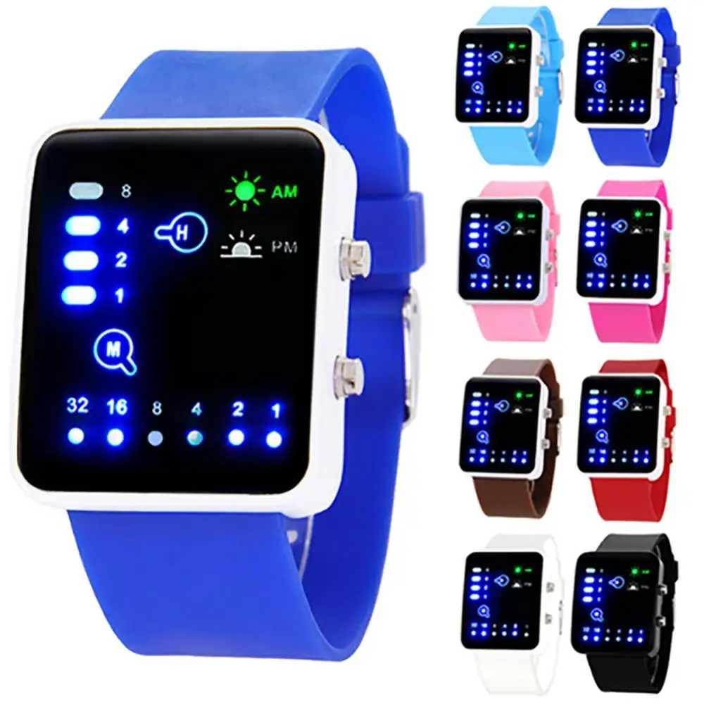 

2021 Hot Sales Popular Mens Womens Number Blue LED Wristwatches Silicone Band Quartz Wrist Watch NO181 5V4Y