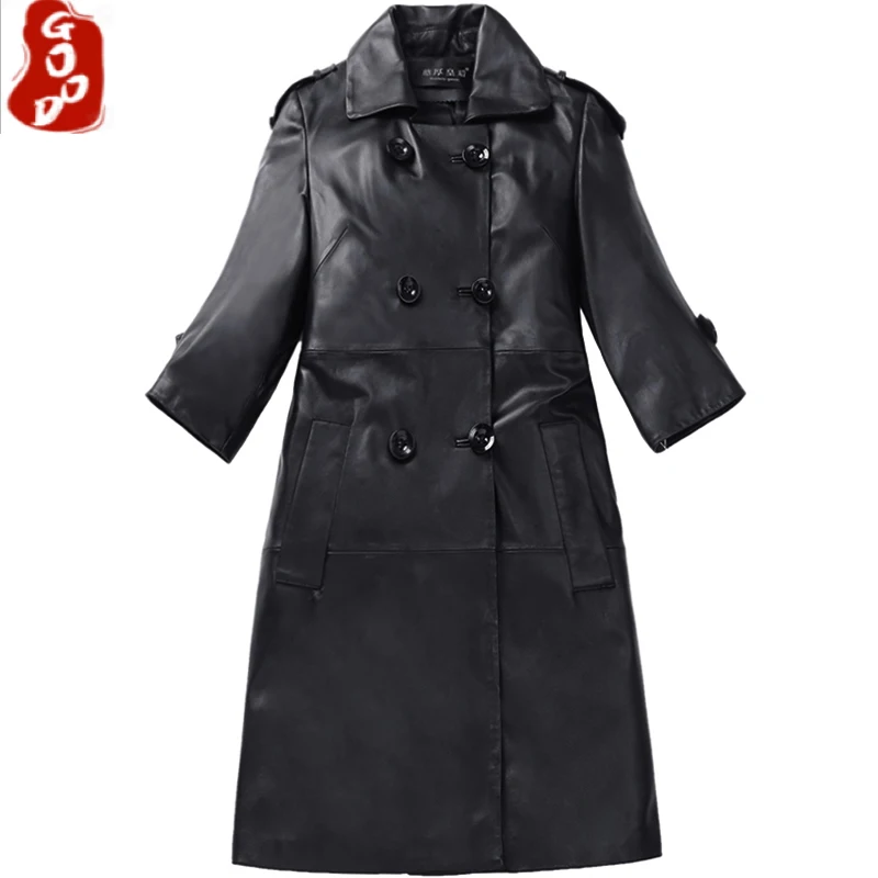 

Женское длинное пальто из натуральной овечьей кожи, LPL1428